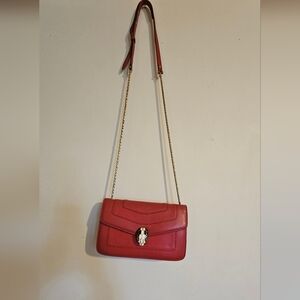 Bvlgari Serpenti Forever Sea Star Coral Red Leather And Enamel Shoulder Bag